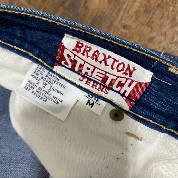 Braxton Stretch Indigo Straight Leg Jeans with Contrasting Top Stitching SZ 34/M - Picture 3 of 10